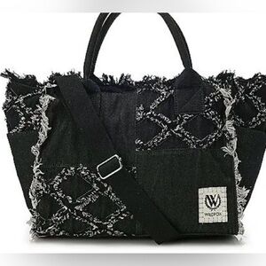 Wildfox Black Fringe Patchwork Tote Bag